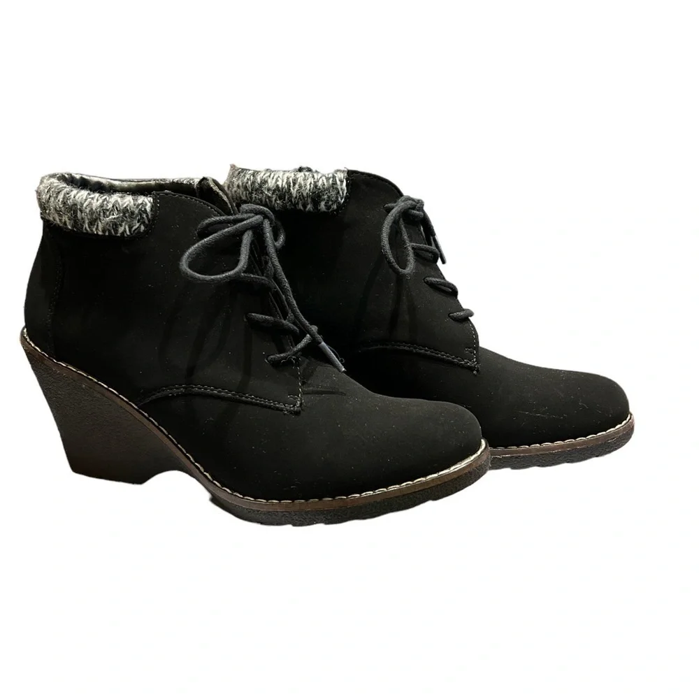 WHITE MOUNTAIN LAMBERT WEDGE BOOTIE BLACK SZ 10